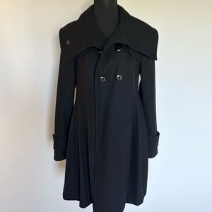 ASOS Maternity Black Pleated Wool-Blend Coat – Size 4